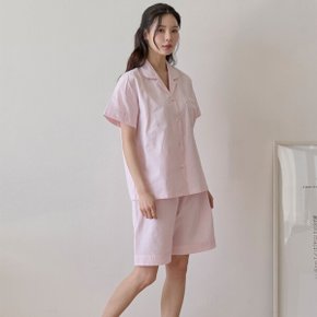 여성 잠옷 여름 반팔 면폴리 4부 홈웨어 세트 2104