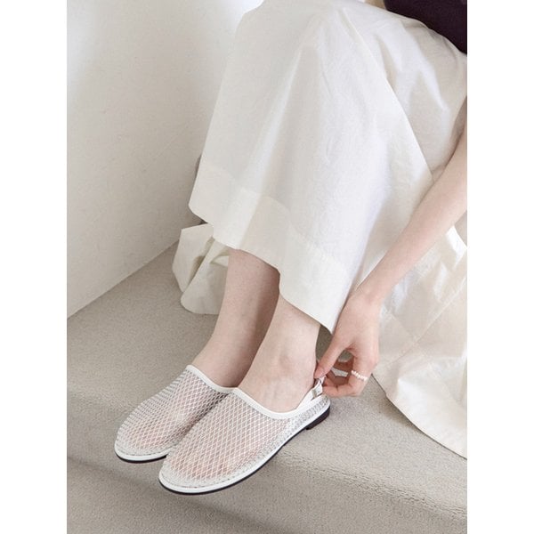 Lakle 레이클 큐빅 메쉬 슬링백 플랫슈즈_F155_3colors_1.5cm