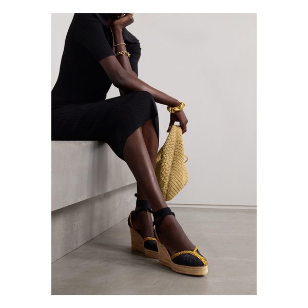 쿠에르 80 루렉스 트림 캔버스 웨지 에스파드리유 1647597332380491