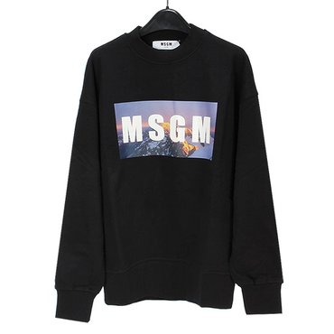 MSGM 남성 박스 로고 스웨트셔츠 3140MM163 217599 99 BLACK [MGC129bk]