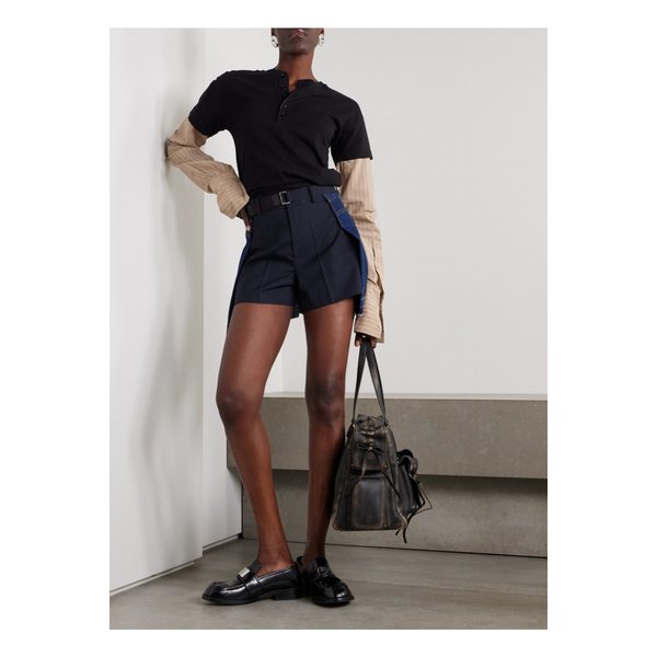 벨트 플리츠 데님 셸 쇼츠 네이비 1647597359652514