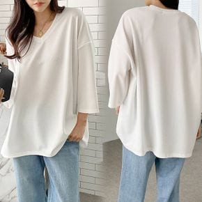빅사이즈여성의류 브이넥 루즈7부 티셔츠 NOG458 데일리오버핏_P378686664