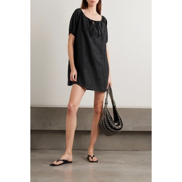 데이지 스튜디오 타이 디테일 리넨 미니 원피스 46376663162961515