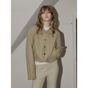 B. BOOCLE BUTTON CROP JACKET - LIGHT KHAKI