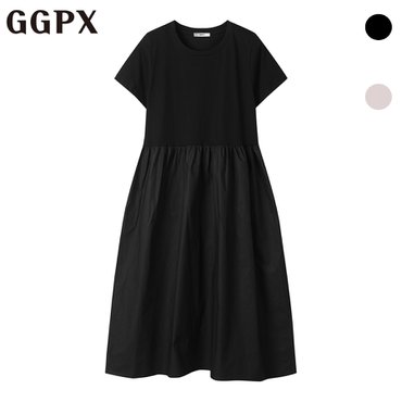 GGPX 배색 셔링 플레어 반팔 원피스 (GP2OP041F)