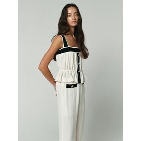 LINE CONTRASTED SLEEVELESS TOP - IVORY