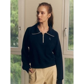 HALF ZIP-UP CROP SWEATSHIRT (dark navy)