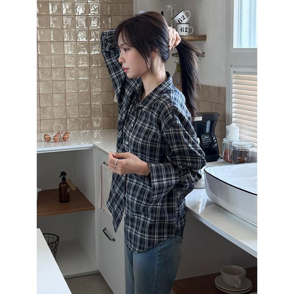 SITP5246 소프트 멀티 체크 셔츠_Black