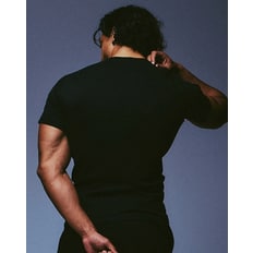 액티브+ 머슬핏 코튼 숏 슬리브 블랙