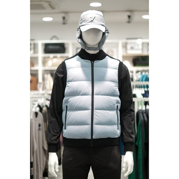 [여주점] 골프웨어 남성 골프 우븐 구스다운 풀집업 니트 베스트 VN101