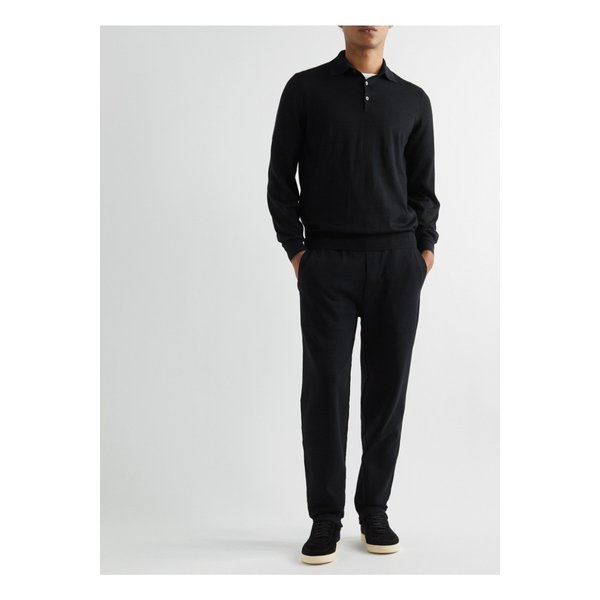 버진 울 캐시미어 혼방 폴로 셔츠 블랙