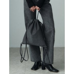 2 WAY LEATHER STRING BAG DARK GRAY