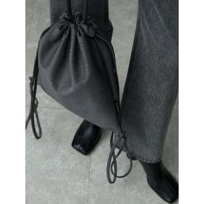 2 WAY LEATHER STRING BAG DARK GRAY