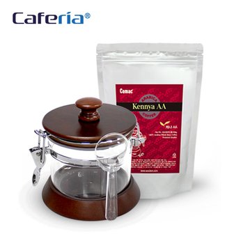 코맥 Caferia 나무/아크릴 밀폐용기 500ml+케냐 AA 200g(CA1-C4) [보관용기/볶은원두/커피콩/드립커비/커피용품]