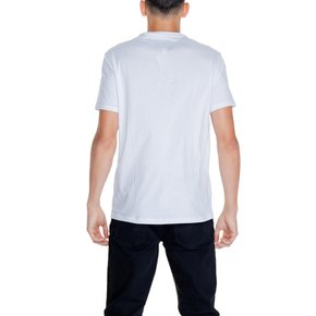 아르마니 익스체인지 플레인 화이트 코튼 반소매 라운드넥 티셔츠 - 셔츠