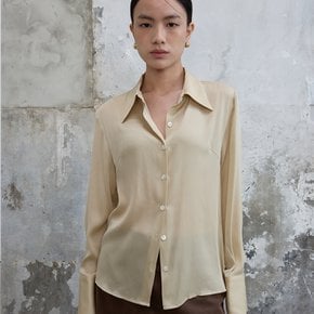 Sharp Collar Silk Shirt Custard