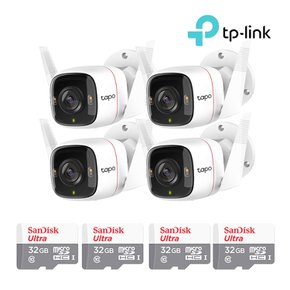 티피링크 Tapo C320WS+32GB SD카드 4팩 실외용 CCTV 4세트 홈캠 세트