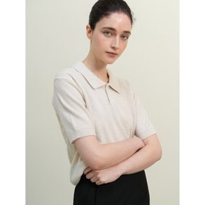 logo collar knitwear - cream oatmeal