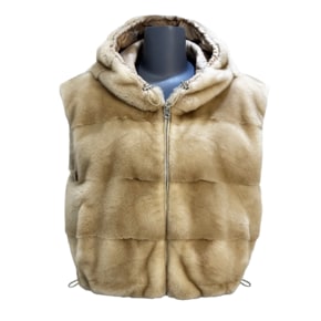 [샘플 기획전] 후드 리버서블 밍크 베스트 Hood Reversible Mink Vest (d038)