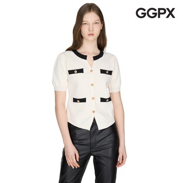 GGPX 배색 트임넥 반팔 가디건 (GP4KG004F)