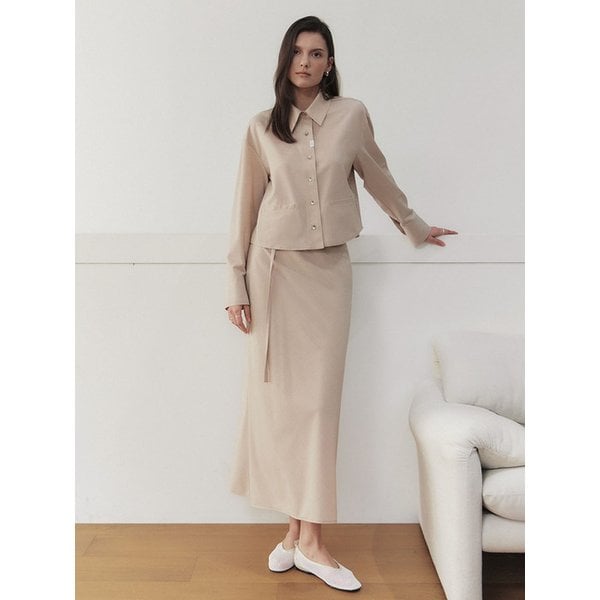 라이트울 드레이프 롱 스커트_LIGHT BEIGE