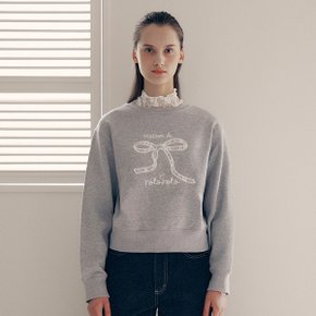 LACE RIBBON SWEATSHIRT GRAY