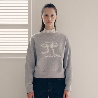 로라로라 LACE RIBBON SWEATSHIRT GRAY