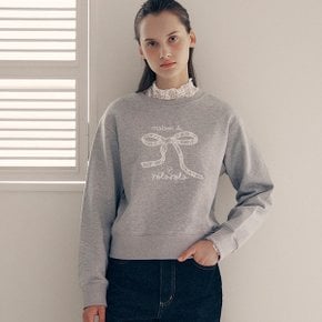 LACE RIBBON SWEATSHIRT GRAY