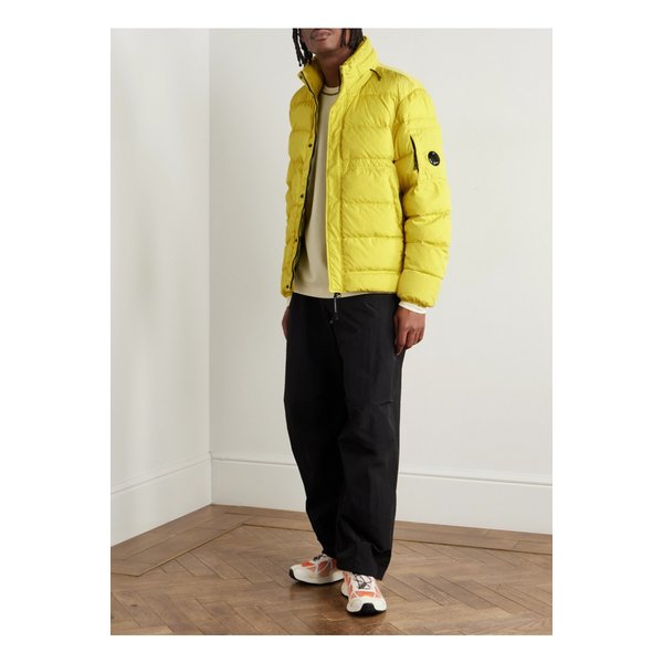 크롬 R 로고 아플리케 퀼팅 크링클 리사이클 셸 다운 재킷 옐로 46376663162831284