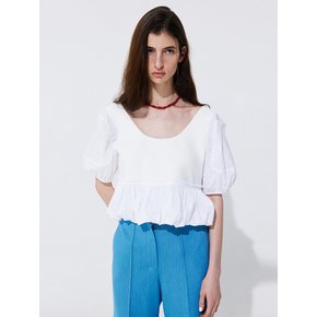 Shirring Balloon Blouse_White