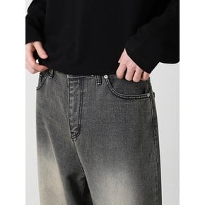 BUCKLE WIDE DENIM PANTS WASHING  GREY