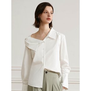 YY_White simple one-shoulder shirt