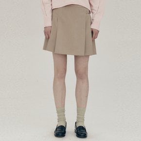 Pleated Mini Skirt_BEIGE