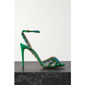 Tequila 105 Metallic Leather And Crystal-embellished Pvc Sandals 그린