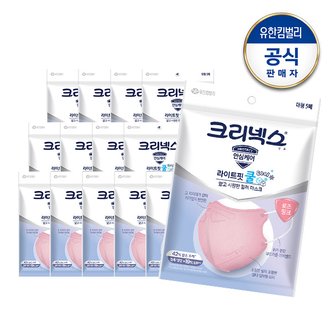 유한킴벌리 크리넥스 라이트핏 쿨 컬러 마스크 핑크 대형 5PX14개 (여름용 새부리형 마스크)