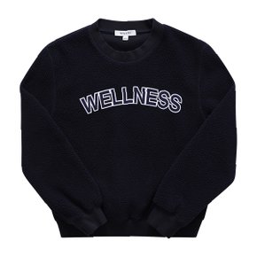 CR666NA NAVY SHERPA CAPSULE 웰니스 (WELLNESS) 로고 부클 크롭 여성맨투맨