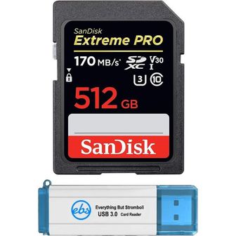  샌디스크 익스트림프로 SanDisk Extreme Pro 512GB SD 카드 카메라용 SDXC UHS I 카드는 Canon E