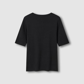 여 코튼 립 헨리넥 5부 티셔츠 J116201097099