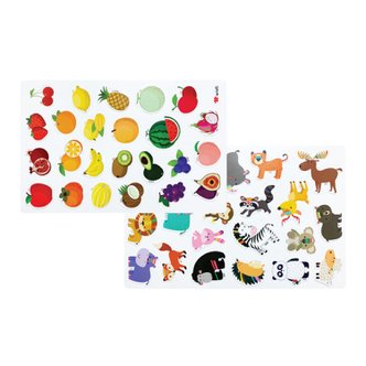 노리터보드 유아 자석 한조각 자석 퍼즐 2종(동물/과일)