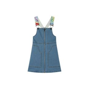 키즈 스텔라맥카트니 리틀 걸  걸 레인보우 로고 테이프 데님 Dungaree 드레스 원피스 9157729