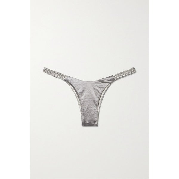 이사 볼더 우븐 메탈릭 스트레치 새틴 비키니 브리프 실버 1647597326525602