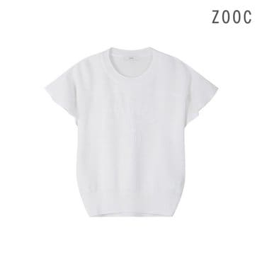 ZOOC 러플소매 반팔 니트 티셔츠 WH_V242KSK950