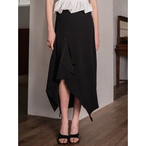 YY_Black irregular front skirt