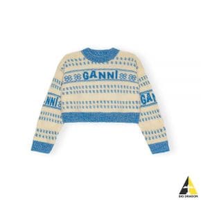 24SS BLUE LAMBSWOOL CROPPED O-NECK PULLOVER (K2163 799) (램스울 크롭 O-넥 풀오버)