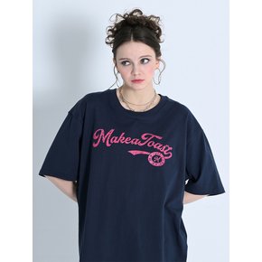 ORGANIC COTTON COLOR PRINT LOOSE FIT T-SHIRT NAVY MBCSTO024NV