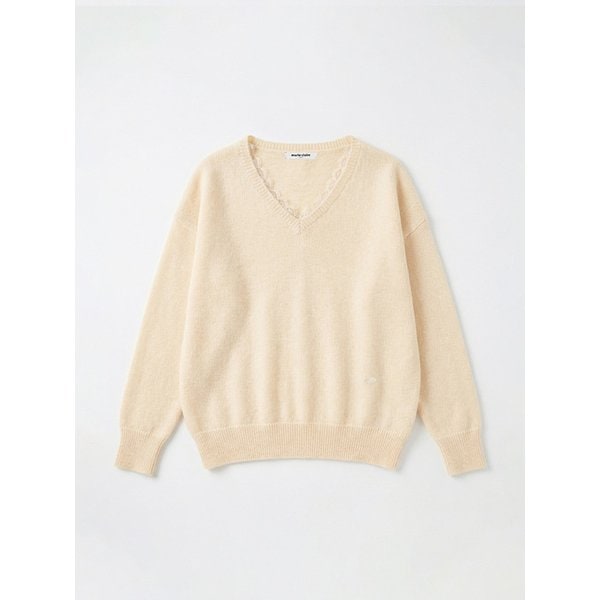 로즈 레이스 울 브이넥 니트(MAGAKN10MYE)