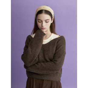 Round Neck Layered Oversized Sweater (BROWN)