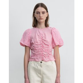 [23SS] Puff Shirring Blouse [Pink Check] JWBL3E904P1