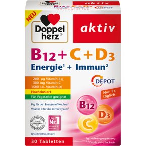 Doppelherz 비타민 B12+C+D3+에너지+이뮨 30st 33g