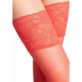 4396561 FALKE SEIDENGLATT 15 DENIER STAY UPS TRANSPARENT SILKY - Over-the-knee socks red